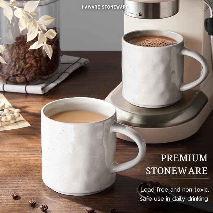 HaWare 14OZ Coffee Mugs Set of 4, Stoneware Coffee Cups - Image 4
