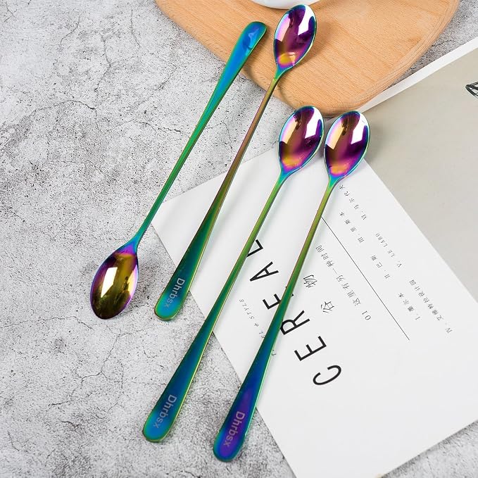 Long Handle Iced Tea Spoons, Tall Coffee & Latte Stirrers, Dessert Spoon Set - Image 7