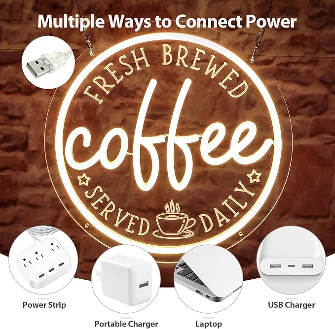 Neon Coffee Sign, Dimmable LED Bar Sign - Image 2