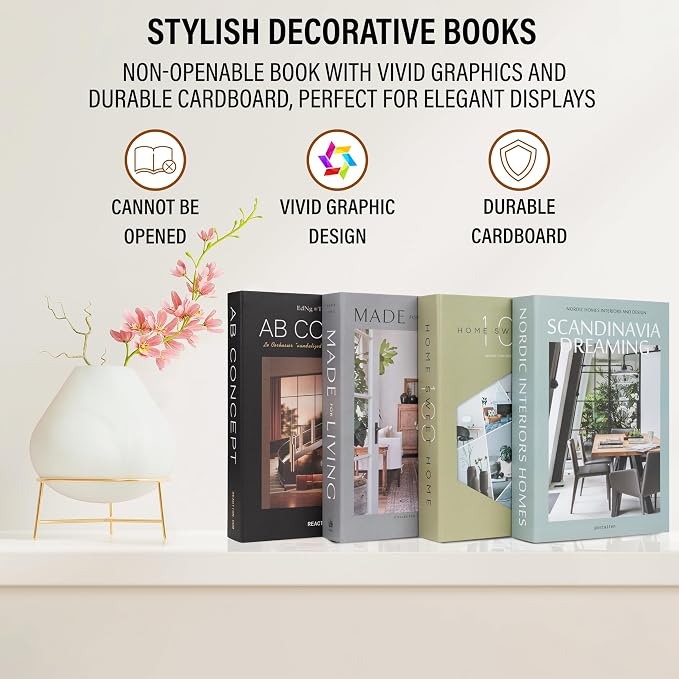 PROBENEX 4 Pcs Decorative Books | Faux Olive Coffee Table & Shelf Decor | - Image 9