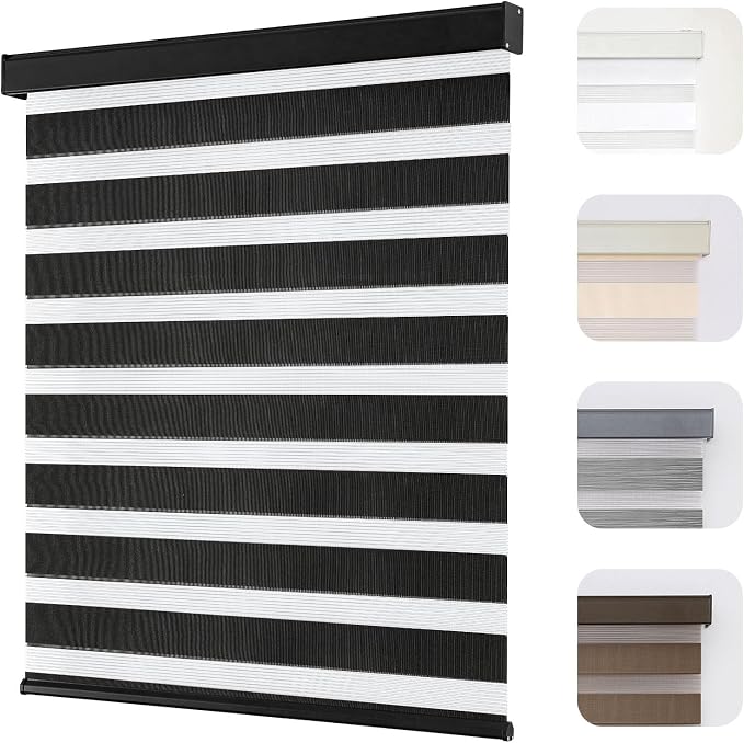 Joydeco Cordless Zebra Blinds for Windows, Dual Layer Light Control Window by JOYDECO