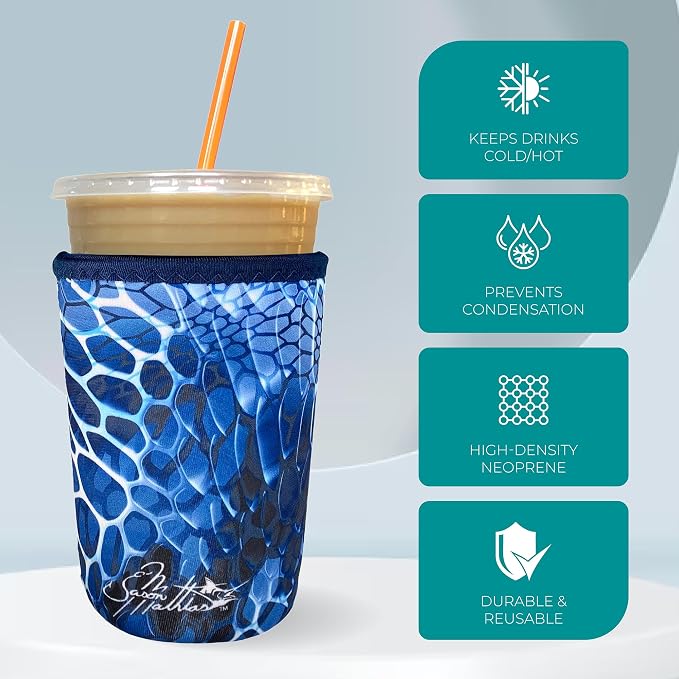 Iced Coffee Sleeve, Insulated Neoprene Cup Sleeve, Fits a 24 Oz. Coffee Cup - Image 4