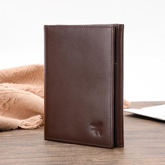 Polare Napa Leather Pilot Wallet Passport Holder RFID Blocking Tri-fold Travel - Image 8