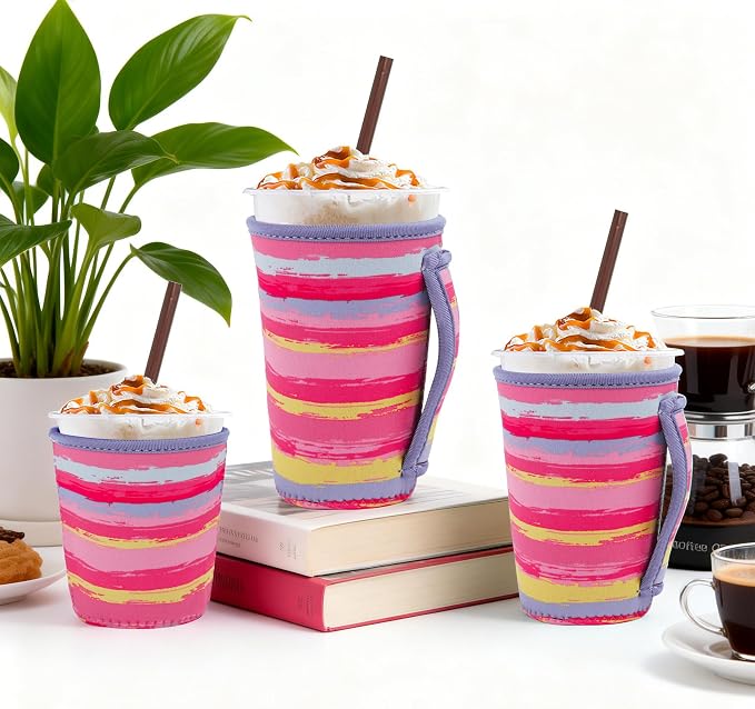 3Pk Reusable Coffee Sleeves, Fits 16-32oz Hot/Cold Drink | iced coffee sleeve - Image 3