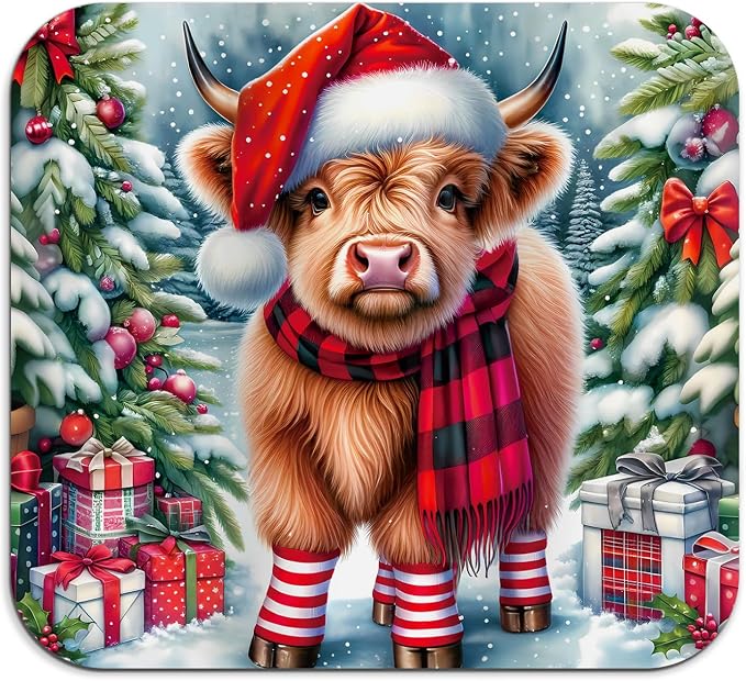 Christmas Highland Cow Dish Drying Mat by Unknown