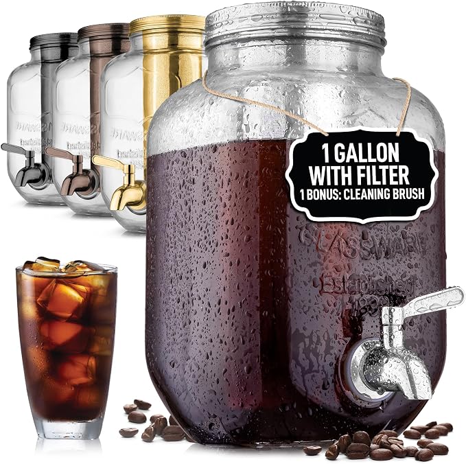 Zulay 1 Gallon/128oz Cold Brew Coffee Maker – Thick Glass Pitcher by ZulayKitchen