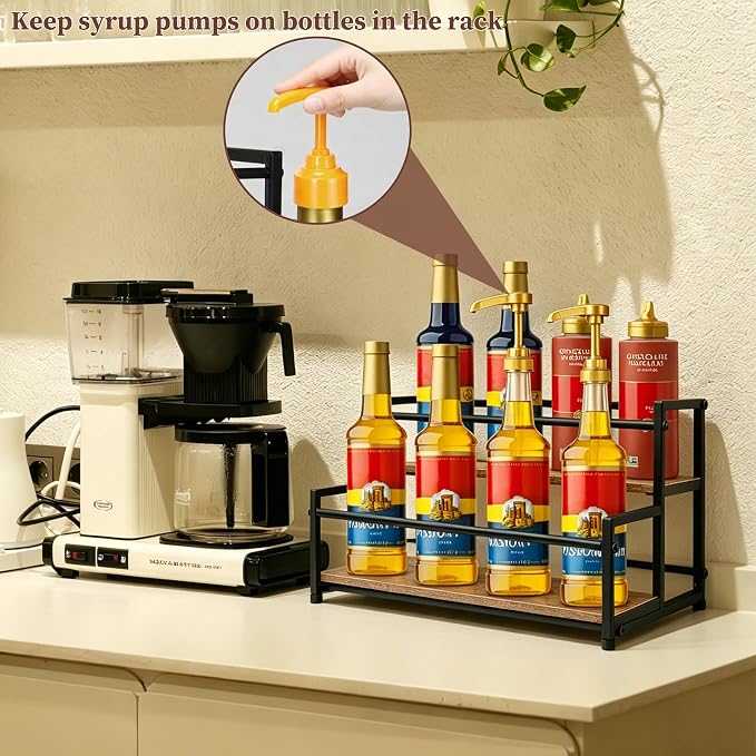 2 Tier Coffee Syrup Organizer 10 Syrup Bottle Holder Coffee Syrup Rack - Image 5