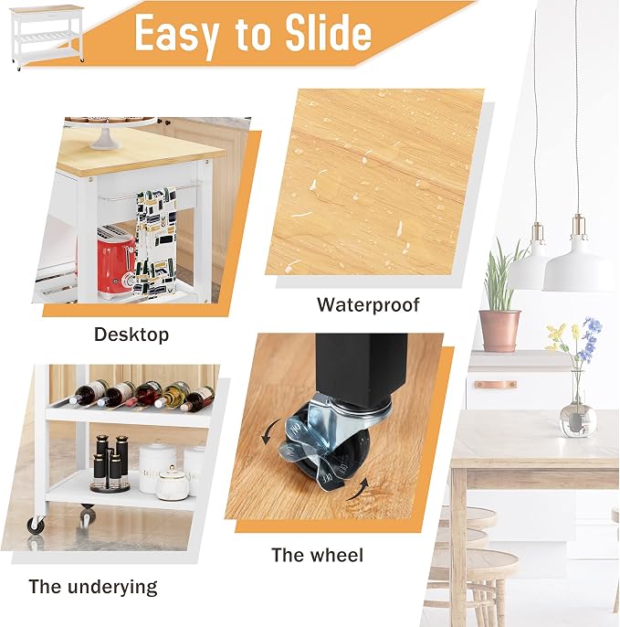 JY QAQA 40" Kitchen Island on Wheels - Image 6