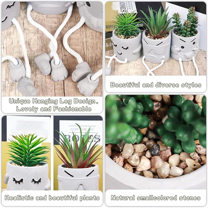 Zerzsy 3 Pack Faux Plants Small Artificial Succulents, Fake Plant Modern - Image 7