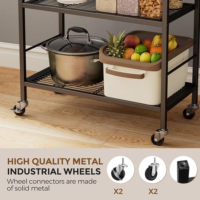 5-Tier Metal Storage Rack with Industrial Wheels, Mesh Shelving Unit with - Image 7