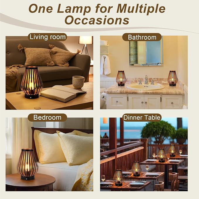 JHY DESIGN Dimmable Touch Bedside Table Lamp 8.5''H Rechargeable Battery - Image 6