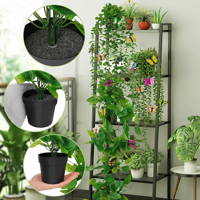 Fake Plants 4 Pack Artificial Hanging Plants, Fake Potted Greenery Faux - Image 5