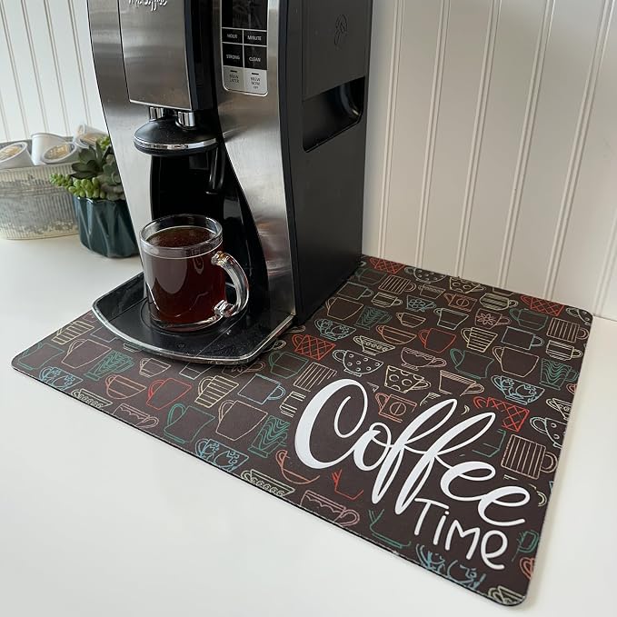 Coffee Maker Mat for Countertop – Absorbent, Non-Slip Coffee Bar Mat, Protects - Image 6