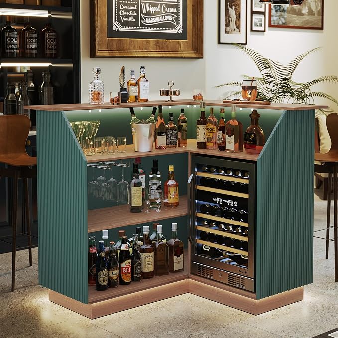 ARTPOWER L Shaped Home Bar Cabinet by PowerofArtBetterforLife