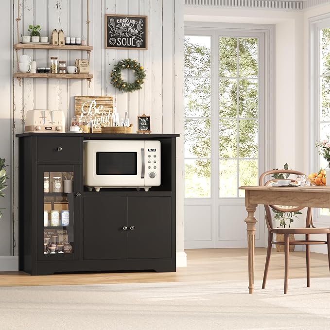 HORSTORS Microwave Cabinet, Kitchen Storage Cabinet - Image 4