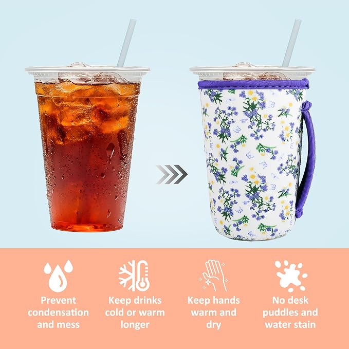 KJQJLY 3 Pac Reusable Iced Coffee Sleeves - Image 4