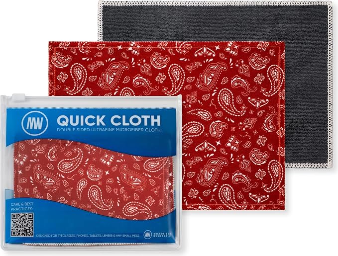 Microfiber Wholesale Quick Cloth Glasses Cleaning Cloths–5x7 Paisley Red 2-Pack by MicrofiberWholesale