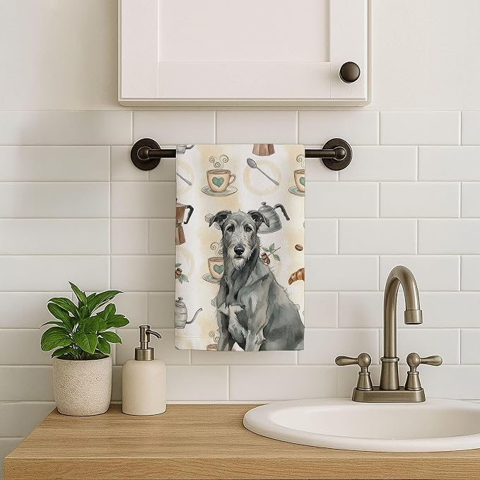 Caroline's Treasures Gray Irish Wolfhound Coffee Bar Kitchen Towel Velour Plush - Image 7