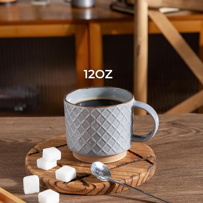 GBhome 12OZ Stackable Coffee Mugs, Ceramic Coffee Mugs - Image 2