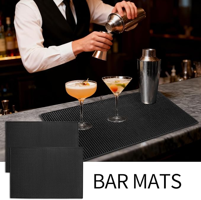 2 Pack Rubber Bar Mats for Countertop, Coffee Bar Mats Accessories for Cocktail - Image 5