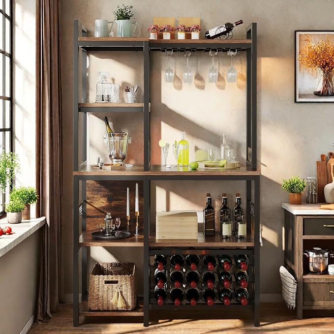DWVO Large Bakers Rack with Power Outlets and Wine Rack, 35.5 inch 5-Tier - Image 7