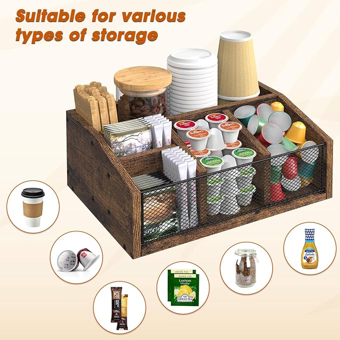 Coffee Bar Station Organizer Wooden Coffee Bar Accessories - Image 2