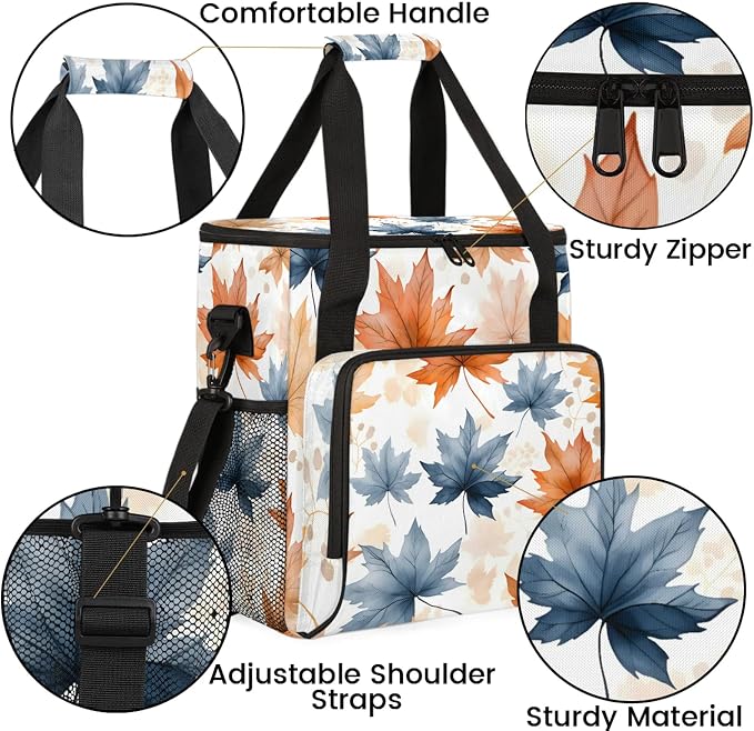 Fall Maple Leaf Coffee Maker Carring Bag, Large Insulated Storage Organizer - Image 6