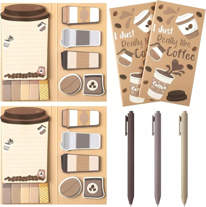 Crtiin 2 Pack Coffee Self-Stick Notepads by Crtiin