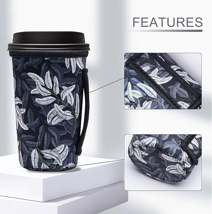 3Pk Reusable Iced Coffee Sleeves, Floral Fits 16-32oz Hot/Cold | iced coffee - Image 3