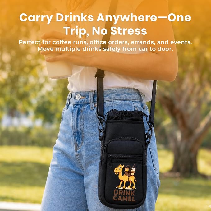 Water Bottle Carrier Bag, 25-32oz Bottle Pouch Holder, Adjustable Shoulder Hand - Image 3