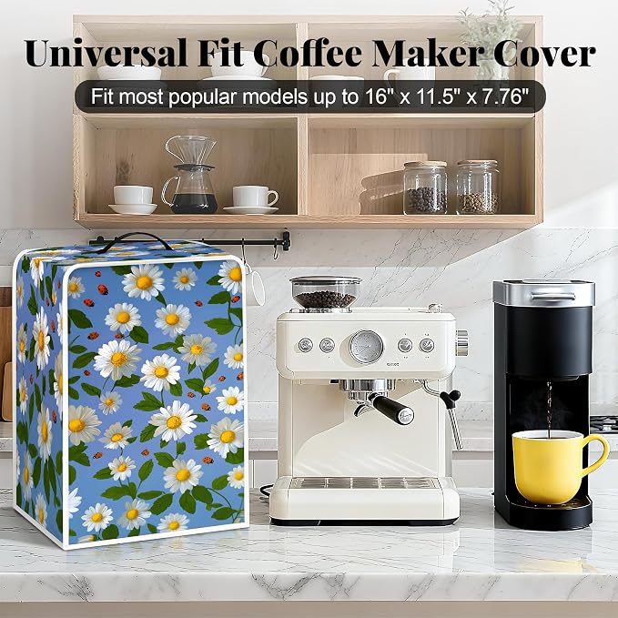 BVBOX Coffee Maker Cover, Durable Dustproof Lightweight Polyester Cotton Blend - Image 3