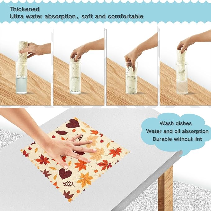ALAZA Kitchen Towels Various Maple Leaves Fall Autumn Dish Towels Multipurpose - Image 4