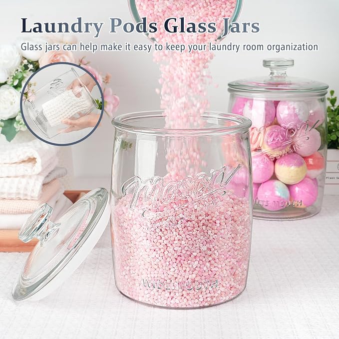 Folinstall 2 Pack 1 Gallon Glass Cookie Jar, Large Glass Jar - Image 6
