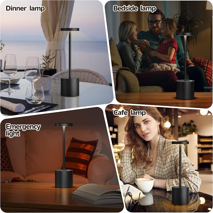 2Pack Cordless Table Lamp, Rechargeable LED Battery 5000mAh Metal USB Portable - Image 6