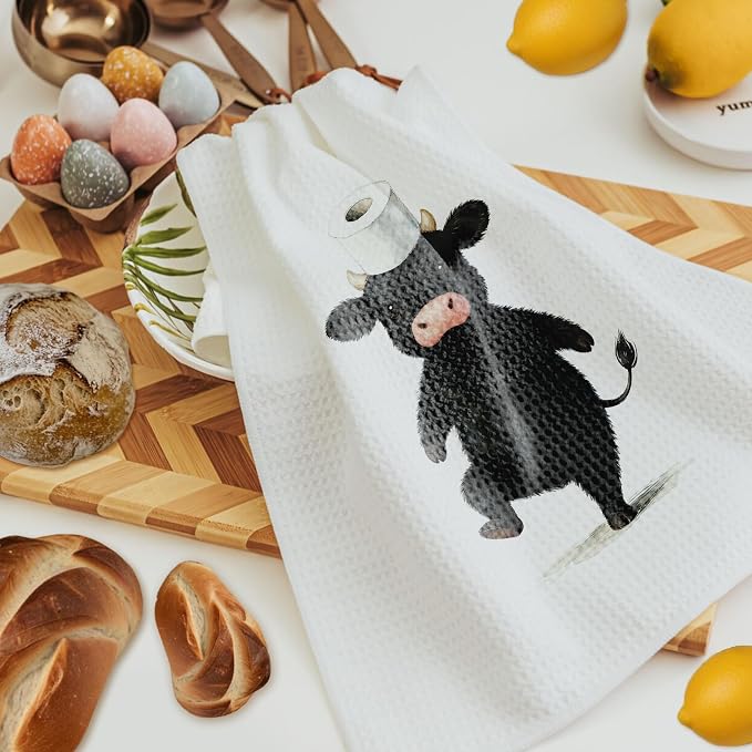 Funny Black Cow Bathroom Hand Towels, Gifts - Image 7