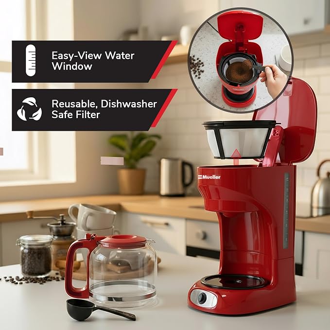 MUELLER HOME 12-Cup Red Coffee Maker - Image 5