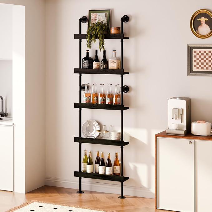 Industrial Wine Rack Wall Mounted, Industrial Pipe Bar Shelf by Anynice