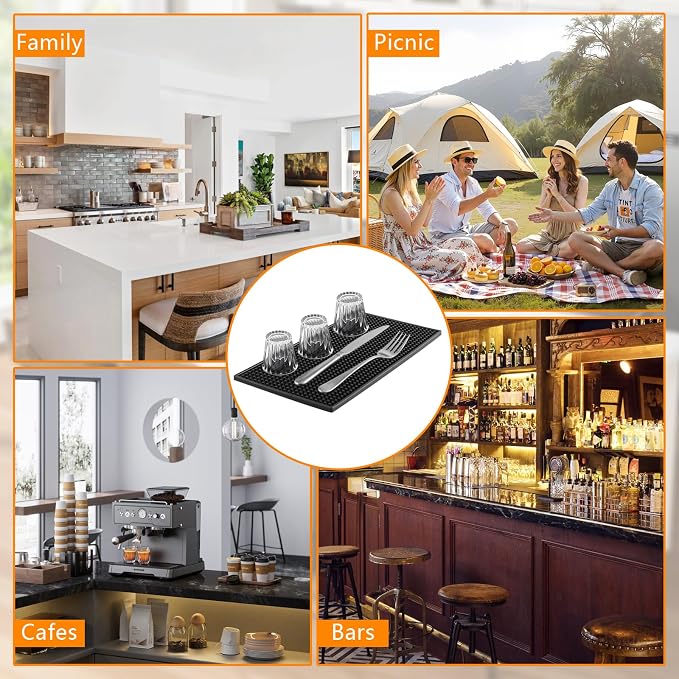 Ninsula 2 Pack Bar Mat, Non Slip Spill Proof Service Mat, Rubber Dish Drying Mat - Image 7