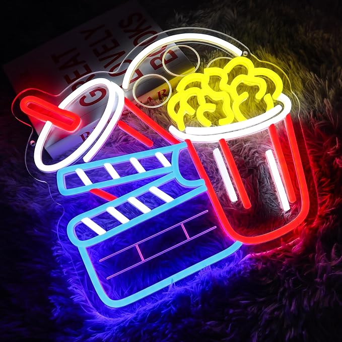 Cinema Snacks Neon Sign for Wall Decor Dimmable Popcorn Led Sign for Movie Time - Image 5