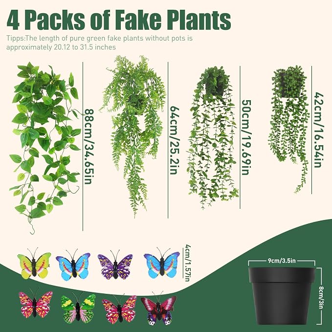 4 Pcs Artificial Hanging Plants - Image 2