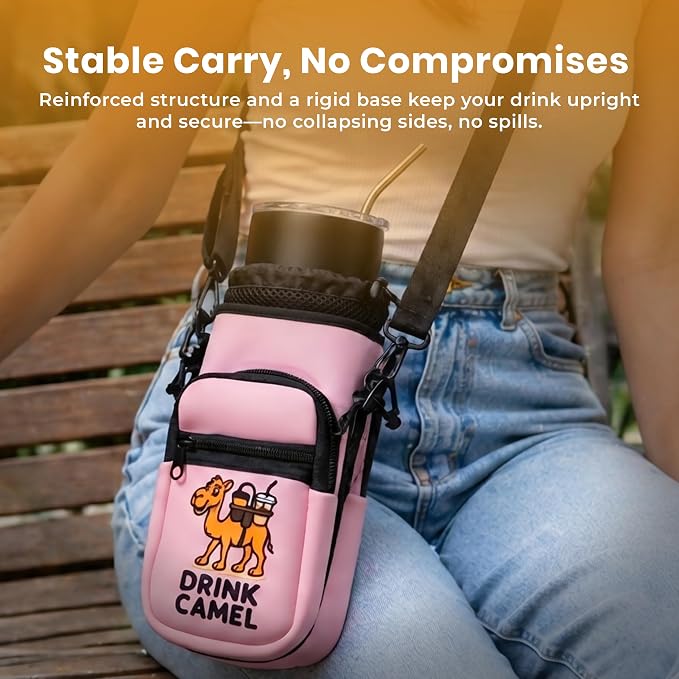 Water Bottle Carrier Bag, 25-32oz Bottle Pouch Holder, Adjustable Shoulder Hand - Image 2