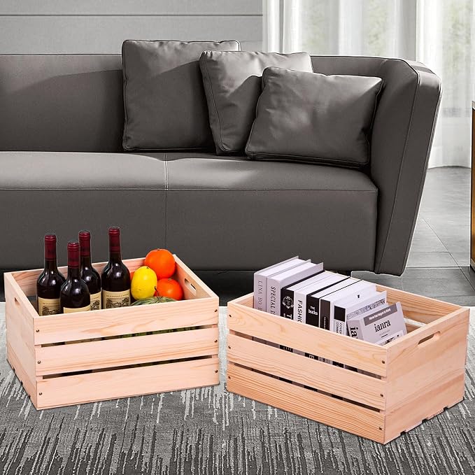 Extra Large Pine Wood Crates For Storage, Vinyl Records Storage Crates - Image 6