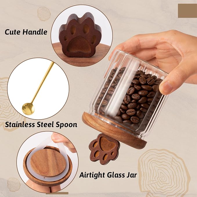 Glass Coffee Canister - 13 Oz Airtight Ribbed Glass Storage Jars - Image 3