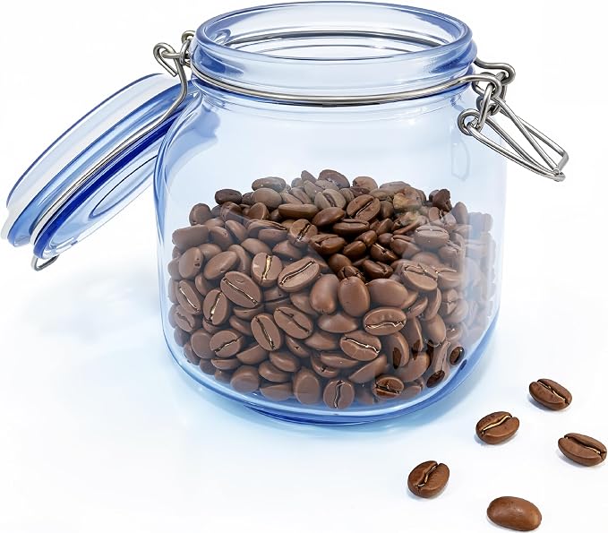 Blue Glass Airtight Storage Jar by Unknown