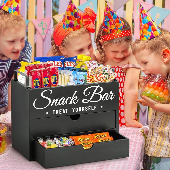 Snack Organizer for Countertop, Wood Pantry Storage Bins - Image 3