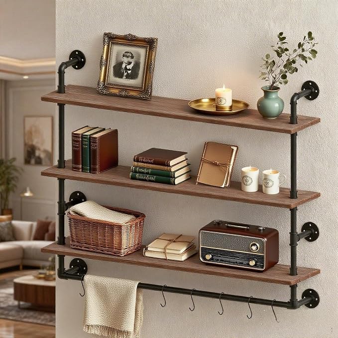 ROGMARS Industrial Floating Pipe Wall Shelves - Image 5