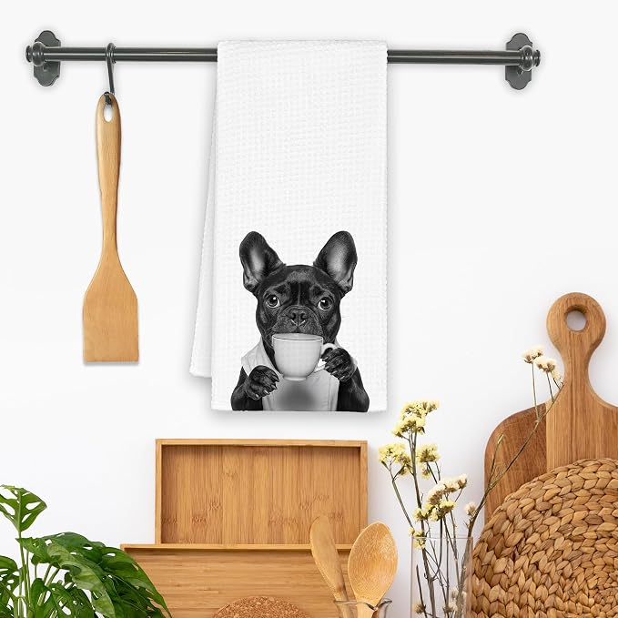 Dog French Bulldog Kitchen Towels, Funny Cute Hand Bathroom Towels Gifts - Image 2