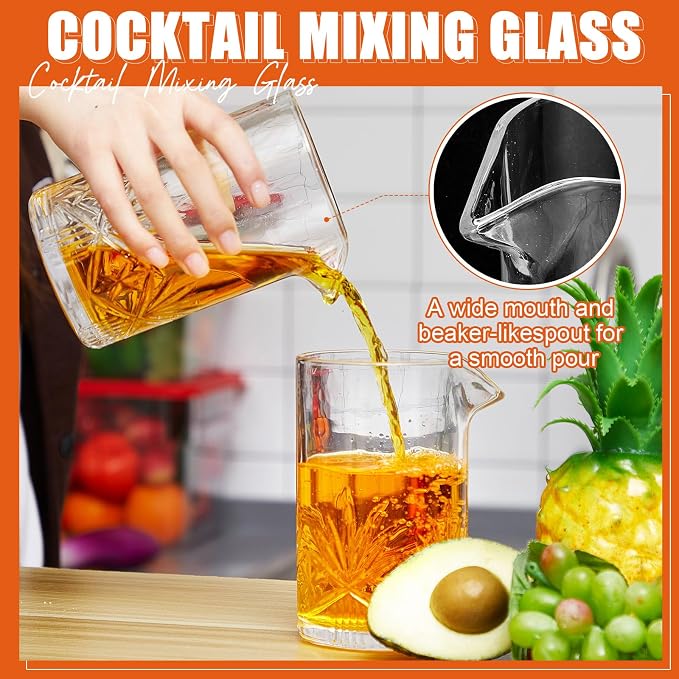 Dandat 4 Pcs 24 oz Cocktail Mixing Glass Crystal Stirring Glass - Image 4