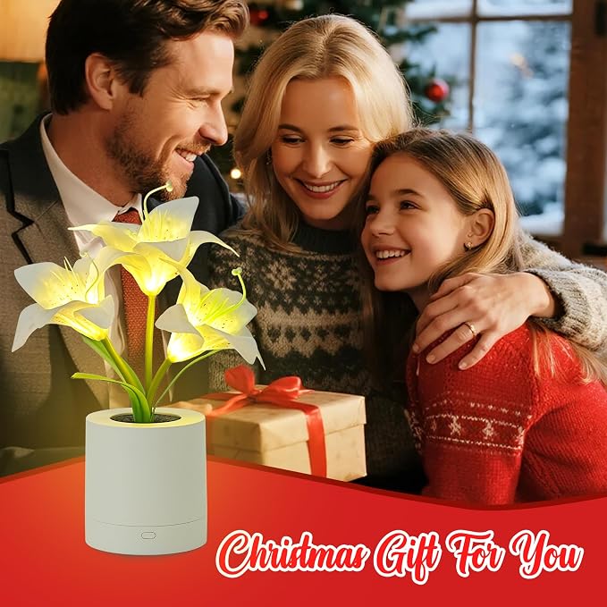 WSYEAR Birthday Gifts for Women-Fake White Lily Artificial Flower Lamp Night - Image 2