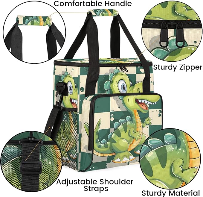 Cartoon Dinosaur Coffee Maker Carring Bag, Large Insulated Storage Organizer - Image 6